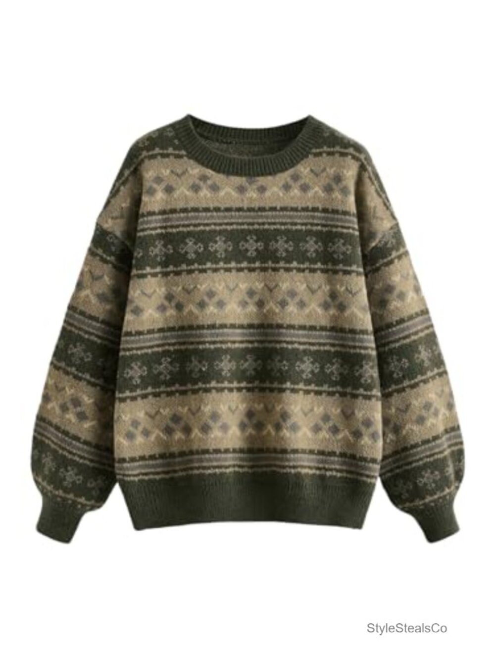 Women's Halloween Grandpa Sweater Oversized Knit Pullover Long Sleeve Crew Neck
